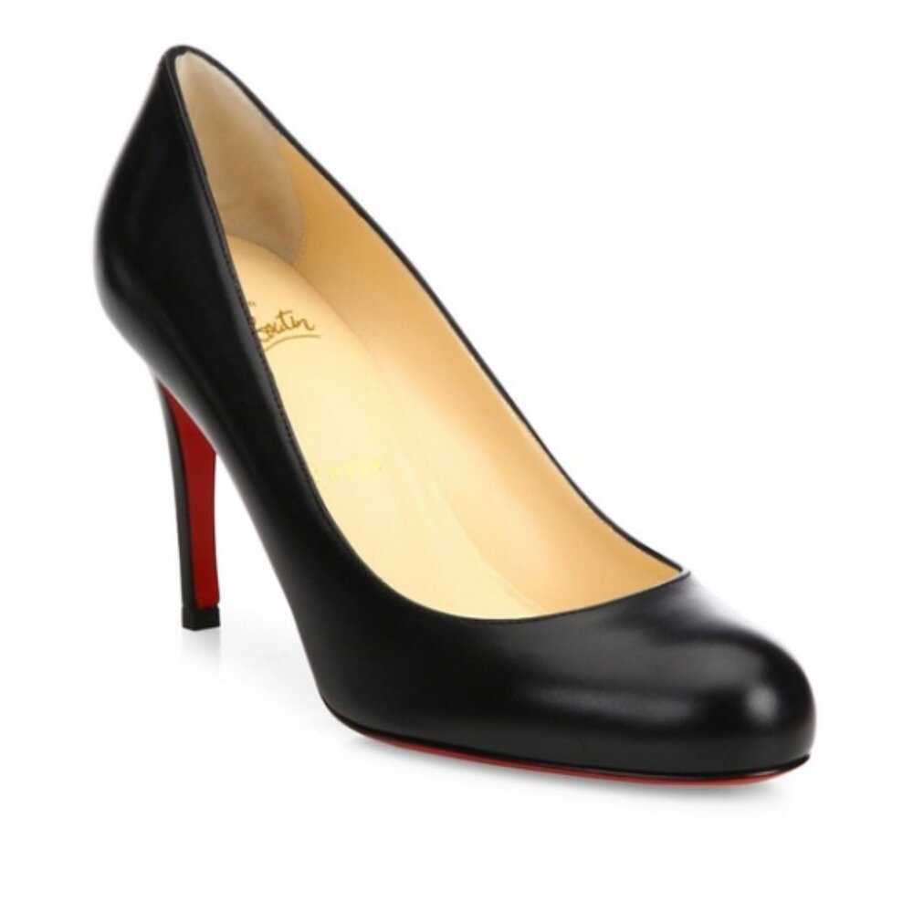 Christian Louboutin Black Leather Pointed Pump with Red Sole